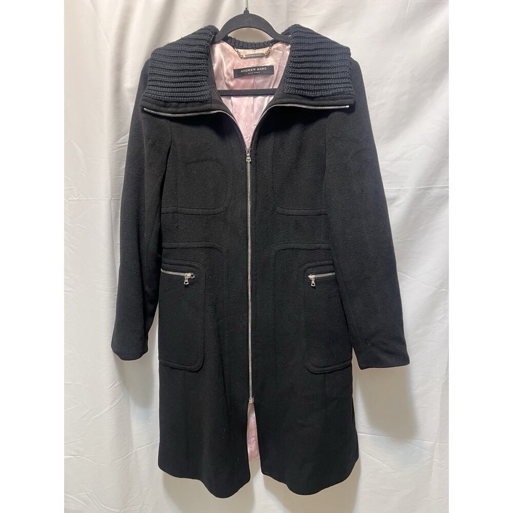 Andrew Marc New York Women’s Zip Up Wool/cashmere Blend Coat 12 Pockets Lined - Picture 2 of 12